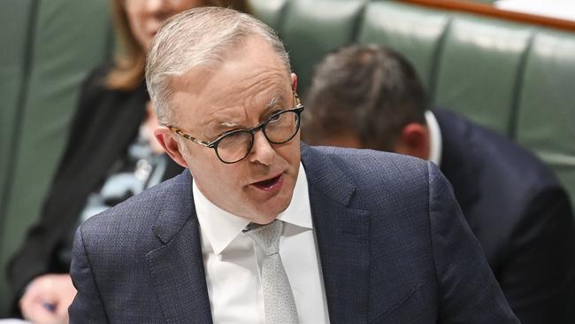 Anthony Albanese in question time on Wednesday. Picture: NewsWire / Martin Ollman