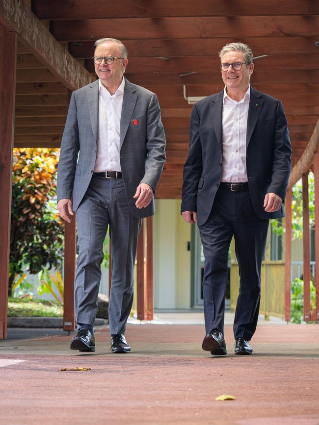 Anthony Albanese and British counterpart Sir Keir Starmer at last year’s Commonwealth Heads of Government Meeting in Samoa. Picture: supplied