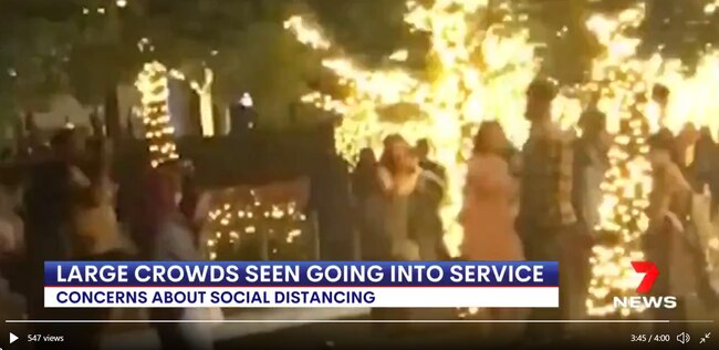 A Channel 7 viewer sent in video footage of crowds at a Hillsong Christmas light display in Sydney. Picture: Channel 7