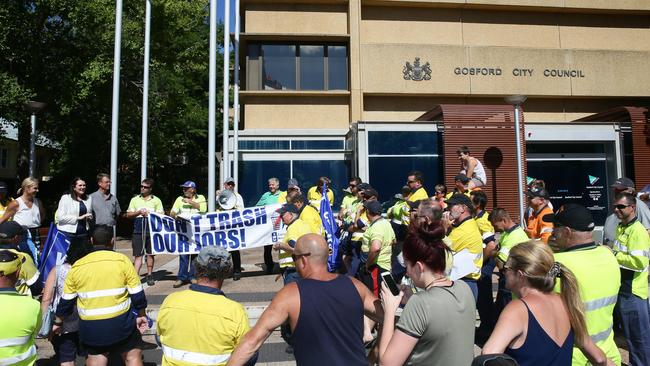 A generic photo of council staff before amalgamation. Central Coast Council staff were told last week that they would go without pay. Picture:Peter Clark