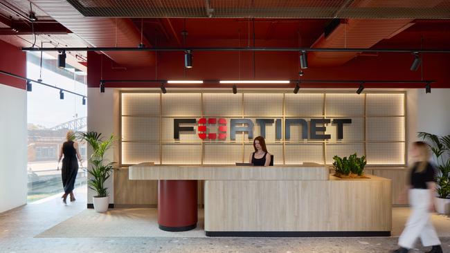 A reception area at Fortinet $75m McMahons Points headquarters