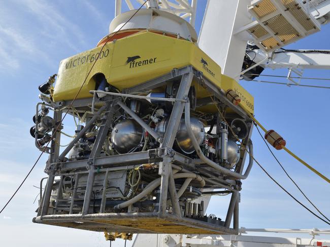 The French deep-sea diving robot Victor 6000 is scouring the ocean floor looking for the stricken sub. Picture: Stephane Lesbats/Ifremer/Abaca Press/AAP