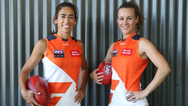 GWS captain Amanda Farrugia and vice-captain Alicia Eva. Picture: David Swift