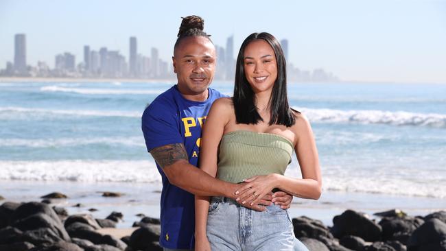 Influencer Parents, Kat and Jonathan Clark, call the Gold Coast home. The pair talked about their ’Influencer‘ parenting approach at Burleigh Heads and how they navigate being in the spotlight as they enter the latest season of Parental Guidance. Picture Glenn Hampson