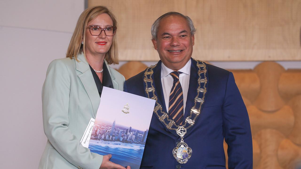 Cr Brooke Patterson as the new Gold Coast City Council is sworn in at Council Chambers in Bundall. Picture: Glenn Campbell.