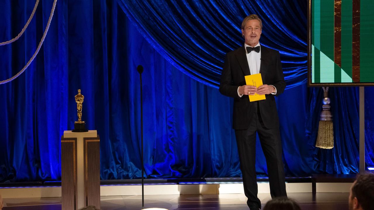 Brad Pitt speaks onstage during the 93rd Annual Academy Awards at Union Station. Picture: Todd Wawrychuk/A.M.P.A.S. via Getty Images