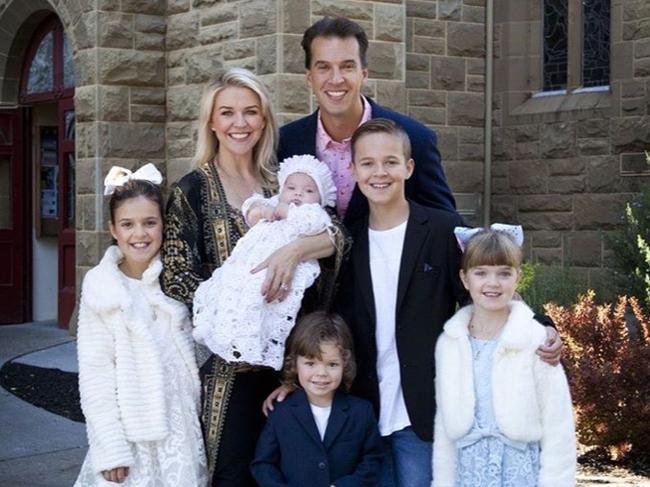 Lauren Newton and Matt Welsh with their children Sam, Eva, Lola, Monty and Perla.They announced on Good Friday (April 10, 2020) that they are expecting their sixth child.Picture: Instagram