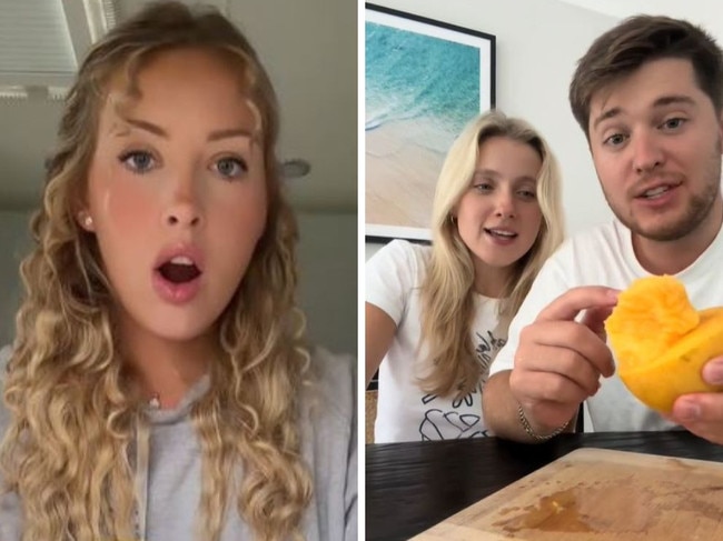 A mango cutting act has gone viral on TikTok. Picture: TikTok