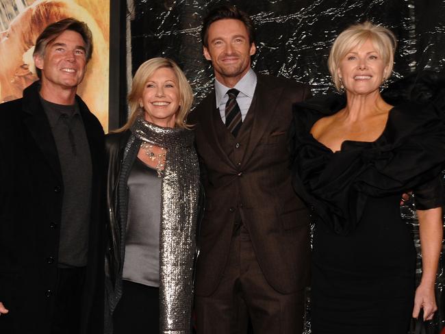 Olivia Newton-John with her husband John Easterling, Hugh Jackman and Deborra-Lee Furness at the premiere of Australia in 2008. Picture: Dimitrios Kambouris