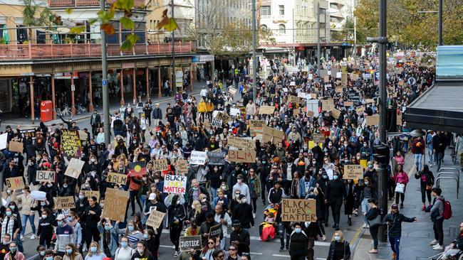 The Adelaide protest was part of a global movement against racism and police brutality. Picture: Brenton Edwards