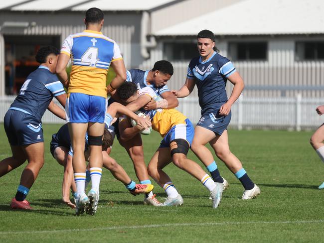 Pictured is The Peter Mulholland Cup at Ringrose Park, Wentworthville today. Patrician Brothers Blacktown v Matraville SHS. Picture: Tim Hunter.