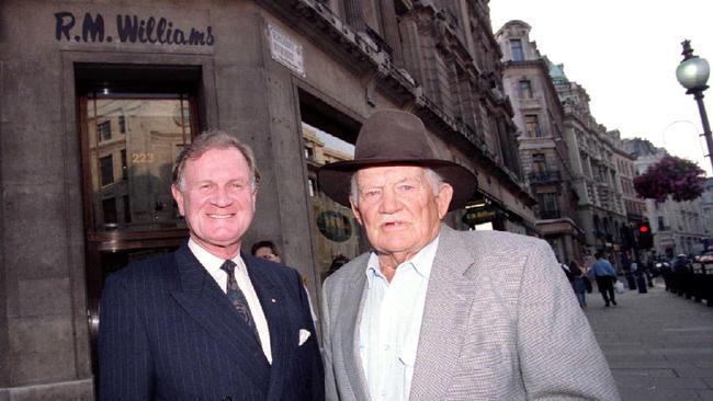 Mr Cowley with RM Williams founder Reg Williams in Regent Street, London.