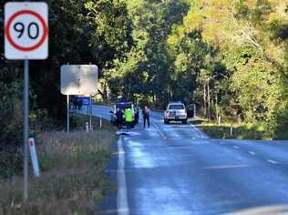 A body lies on a lonely stretch of road about 1 km west of Moy Pocket Road in Gheerulla. The road is closed. Picture: John McCutcheon