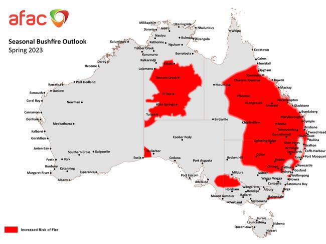 Australia AFAC spring bushfire outlook 2023.