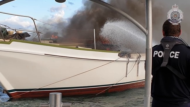 Boat Fire off Moreton Island