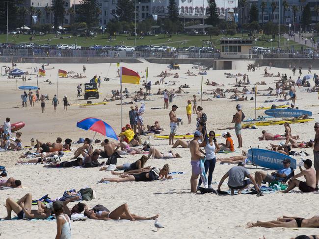 Pictures of a crowded Bondi Beach shocked the world and angered Australian officials. Picture: Brendan Read