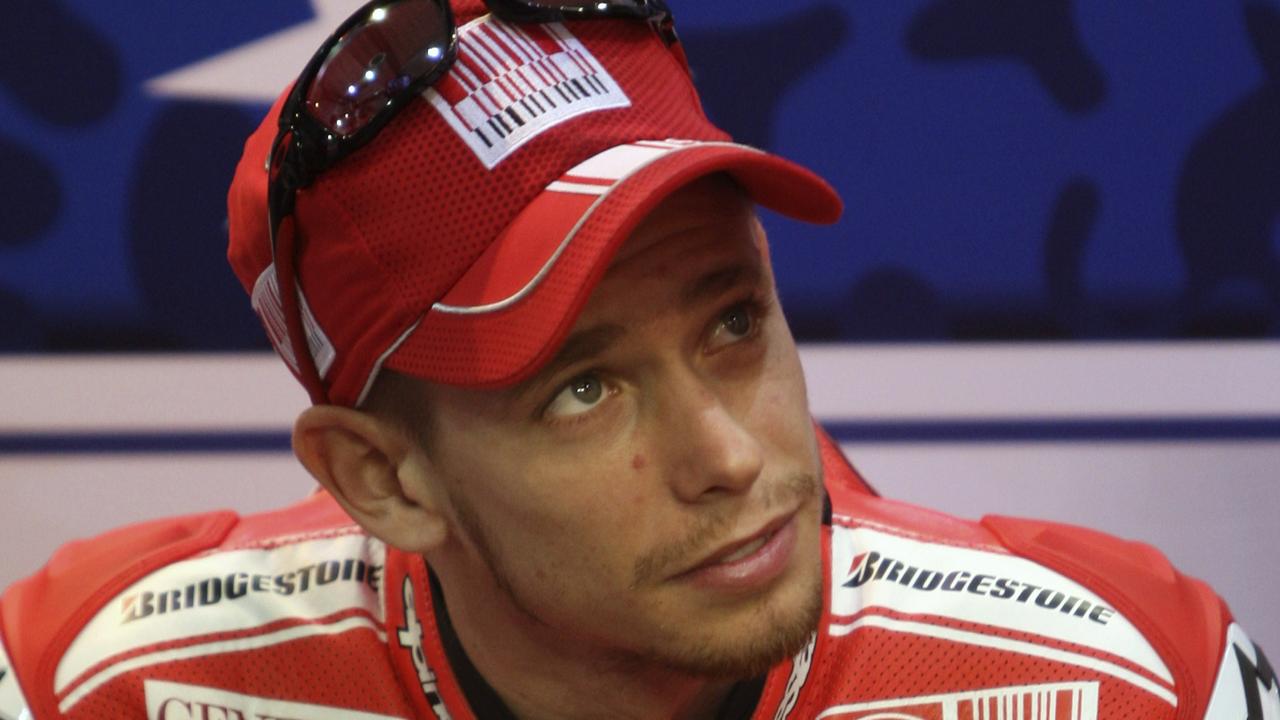 Ducati MotoGP rider Casey Stoner is seen during qualifying for the Grand Prix of Qatar at the Losail International Circuit in Doha, Qatar, 10/04/2010.