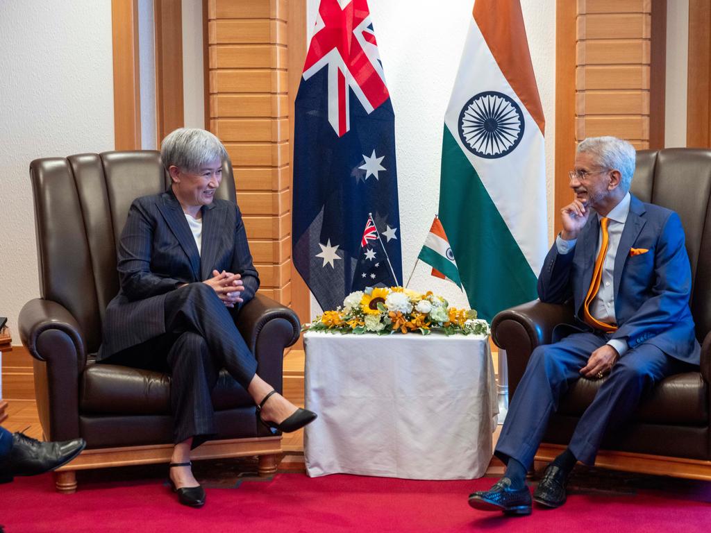 Penny Wong and Subrahmanyam Jaishankar at the Imperial Hotel, Tokyo, Japan on Monday. Picture: DFAT