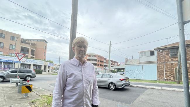 Rob Luck at Lansdowne St, near Woodville Rd, which is a traffic black spot.