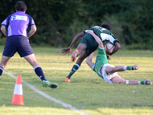 Anthony Robinson trying to score.  Lismore vs Lennox Head, Rugby Union, at Lismore rugby club.Photo Mireille Merlet-Shaw / Northern Star