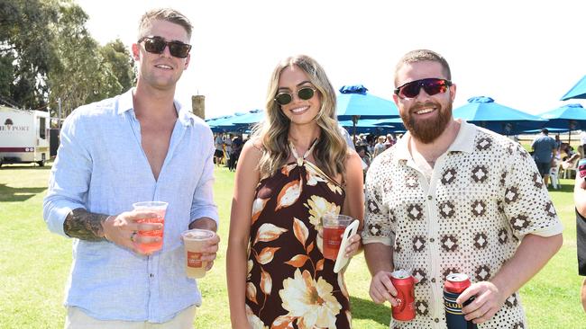 Harry Hurley, Taylor Evans and Charlie Grant at Moama Bowling Club Echuca Cup. Picture: David Smith