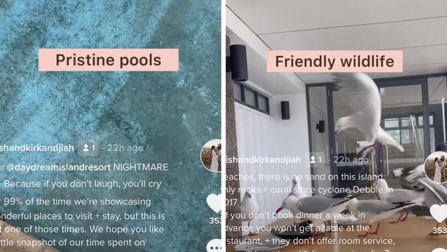 Customers of Daydream Island Resort spoke out against the hotel on TikTok after experiencing poor conditions during their stay. Picture: TikTok