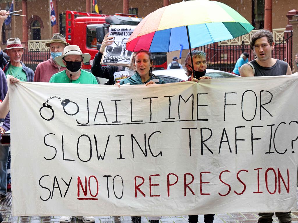 Protesters outside Parliament House during debate over the drafted bill. Picture: NCA NewsWire / Damian Shaw