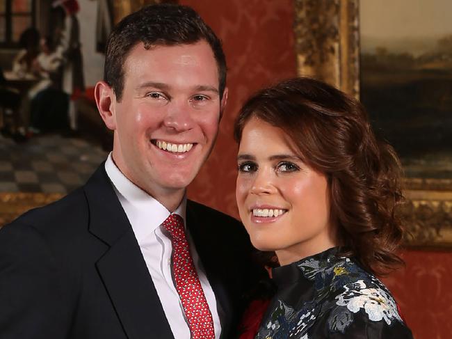 Princess Eugenie of York with her fiance Jack Brooksbank in the Picture Gallery at Buckingham Palace in London. Picture: AFP