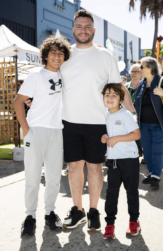 Sasha Pellegrino, Anthony Pellegrino and Samuel Pellegrino at CronullaFest at Cronulla on the 09/09/2023. Picture: Daily Telegraph/ Monique Harmer