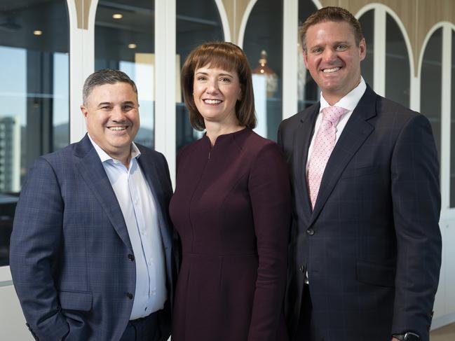 KPMG Australia to acquire Chartertech. L and R- George Skillin and Michael McRoberts, co-founding directors of Chartertech. Middle - Naomi Mitchell, National Managing Partner, KPMG Enterprise