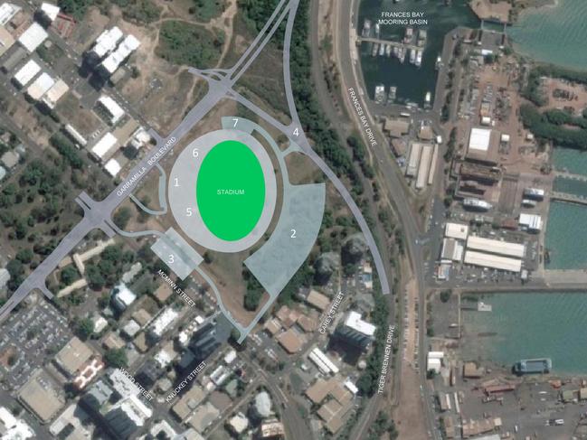 The location of the proposed $300 million multi-purpose stadium on the intersection of Garramilla Boulevard and McMinn Street. Picture: Supplied