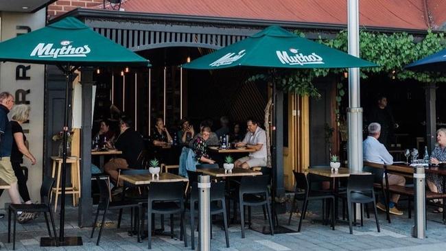 Diners outside at Agapi Greek restaurant on King William Rd at Hyde Park.