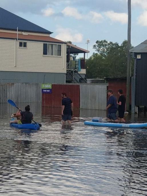 The Condamine River and Charlie’s Creek at Chinchilla are backing up and flooding parts of Chinchilla.