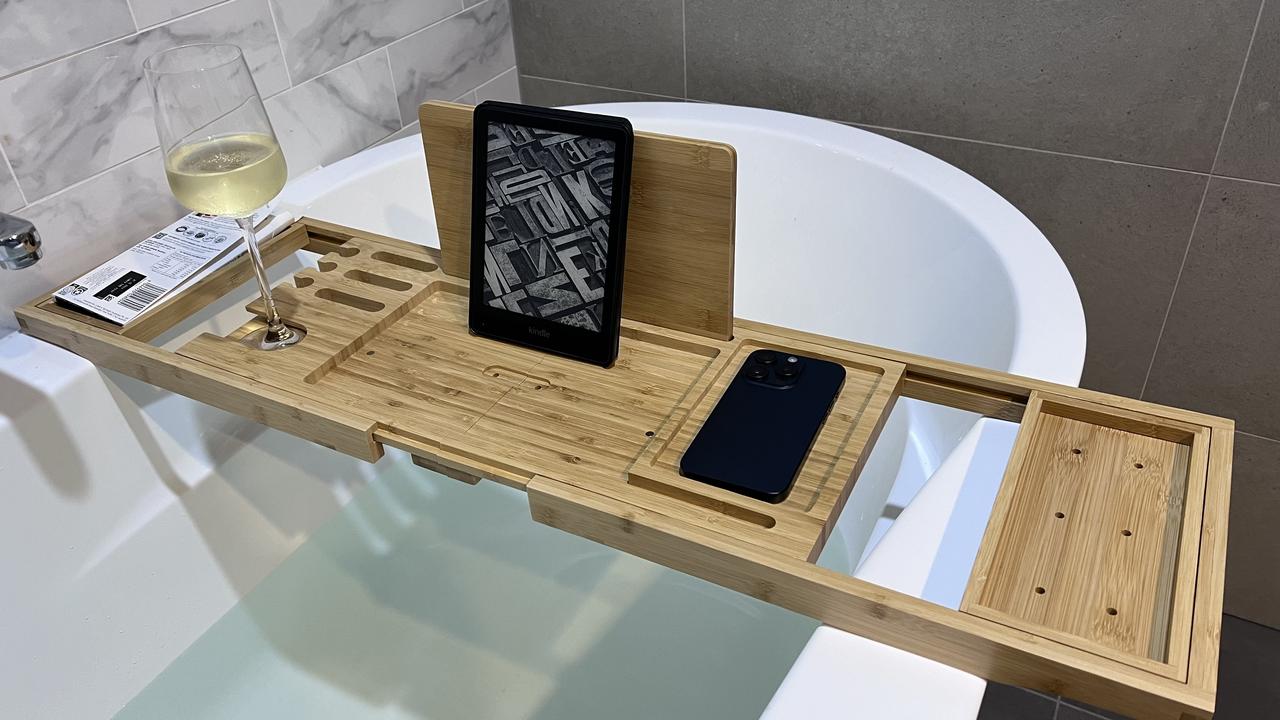 Bamboo Bathtub Caddy Tray. Picture: Supplied/Lauren Chaplin