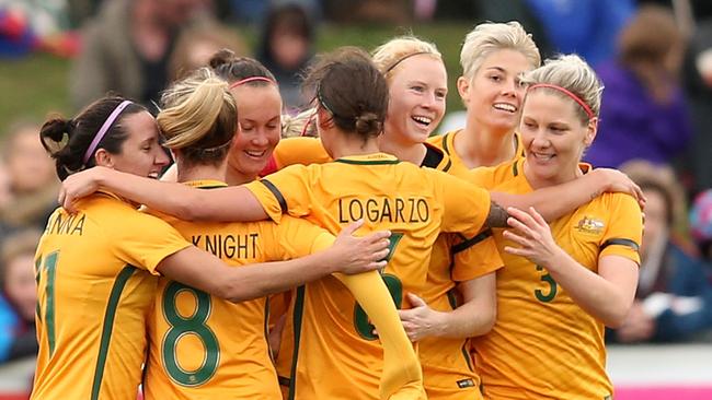 Australia celebrates a goal