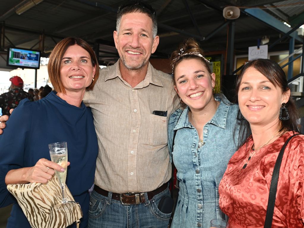 Janice Morrell, Wade Santacaterina, Paris Santacaterina and Susan Vella at 2023 Ladbrokes Mackay Cup Mackay Turf Club Saturday 22 July 2023 Picture: Michaela Harlow