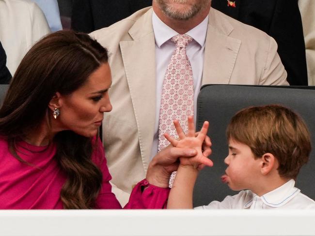 Catherine, then Duchess of Cambridge, and her son, Prince Louis, during the Platinum Pageant. Picture: Frank Augstein/Pool/AFP