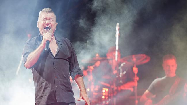 Andrew 'Twiggy' Forrest has marked the 20th anniversary of his iron ore giant Fortescue with an extravagant celebration in the middle of the Pilbara. Jimmy Barnes performs for the crowd. Picture: SoCo Studios