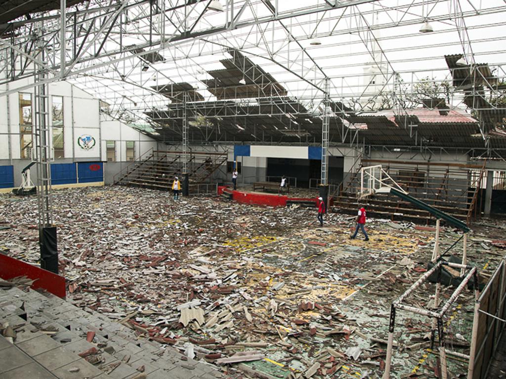 A wrecked sports arena in Beira on Monday, after Tropical Cyclone Idai tore through the region. Picture: Denis Onyodi/IFRC/AP
