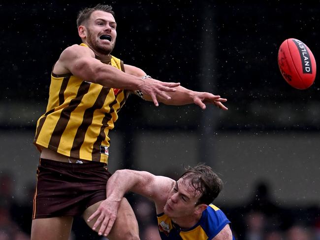 RowvilleÃs Nikolas Schoenmakers during the EFL Premier Division Grand Final between Rowville and Noble Park in Melbourne, Saturday, Sept. 17, 2022. Picture: Andy Brownbill