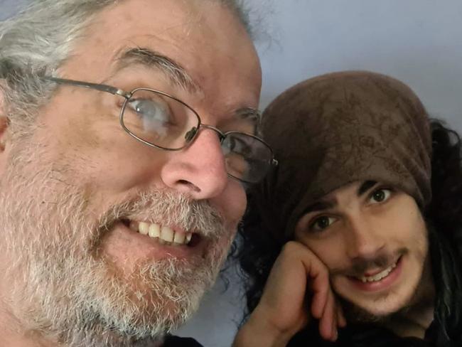 Adam Binns, who unexpectedly suffered a severe stroke in January, with his son Felix Binns a week before his stroke. Pictures: Supplied by family