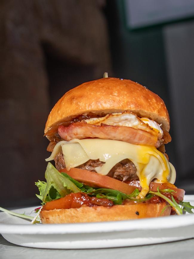 A burger with the lot at Southside in South Hobart. Picture: Linda Higginson