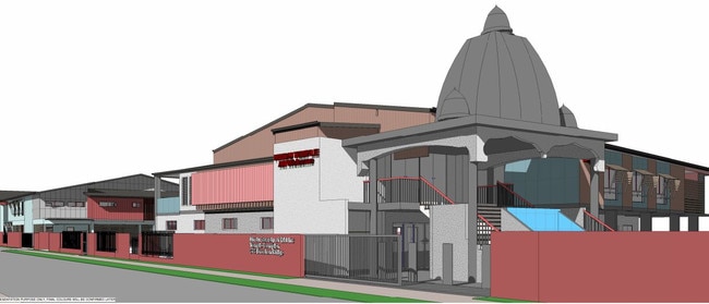 An artist impression of the Hindu Society of Queensland’s proposed temple and community hall in Bracken Ridge. Image: Brisbane City Council pdonline