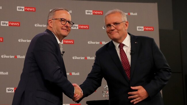 Prime Minister Scott Morrison and Opposition Leader Anthony Albanese will square off in the second debate on Sunday night at 8:30 AEST on Nine. Picture: Getty