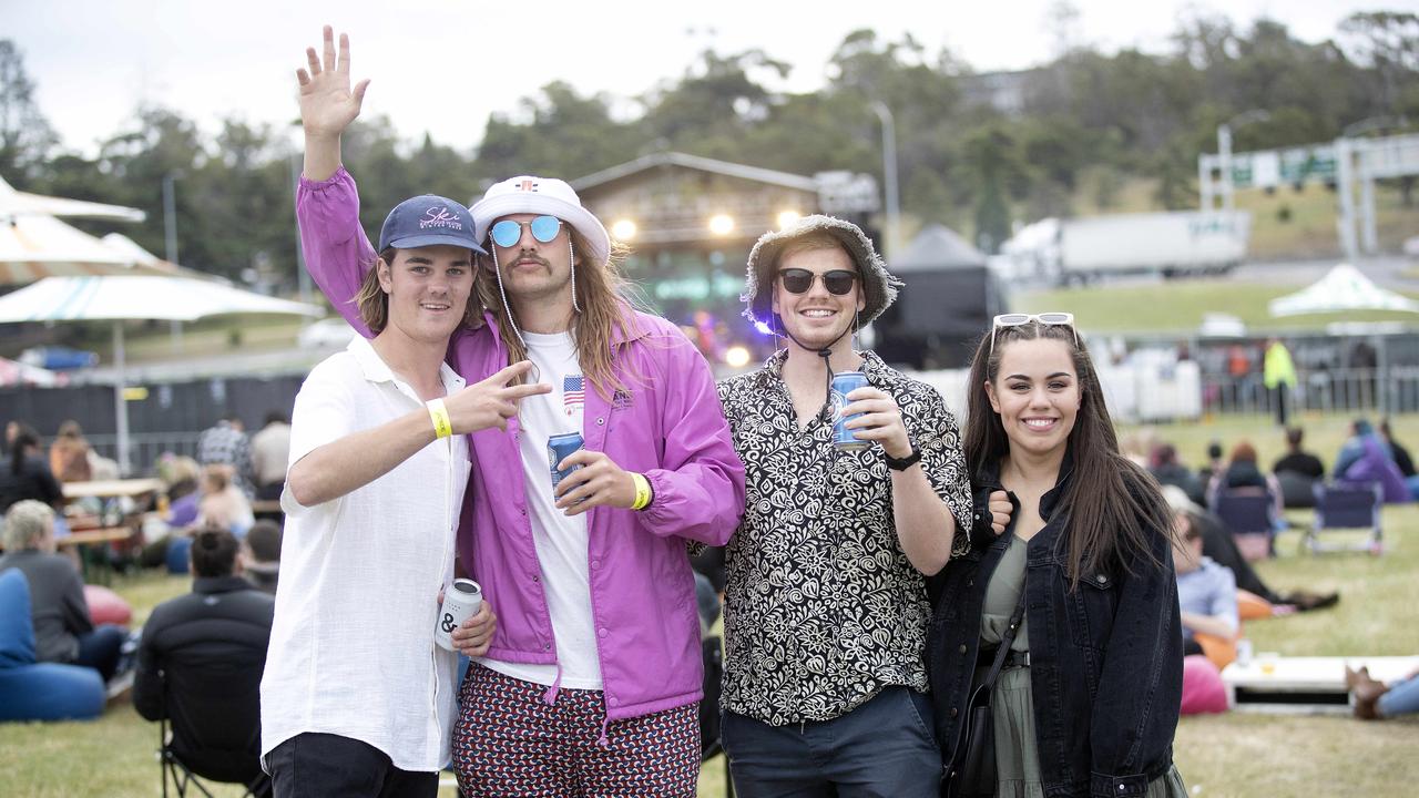 Blake Waight of Hobart, Shaun Worker of Hobart, Gavin Smith of Hobart and Charna Ward of Launceston at the Veronicas concert, Hobart. Picture Chris Kidd