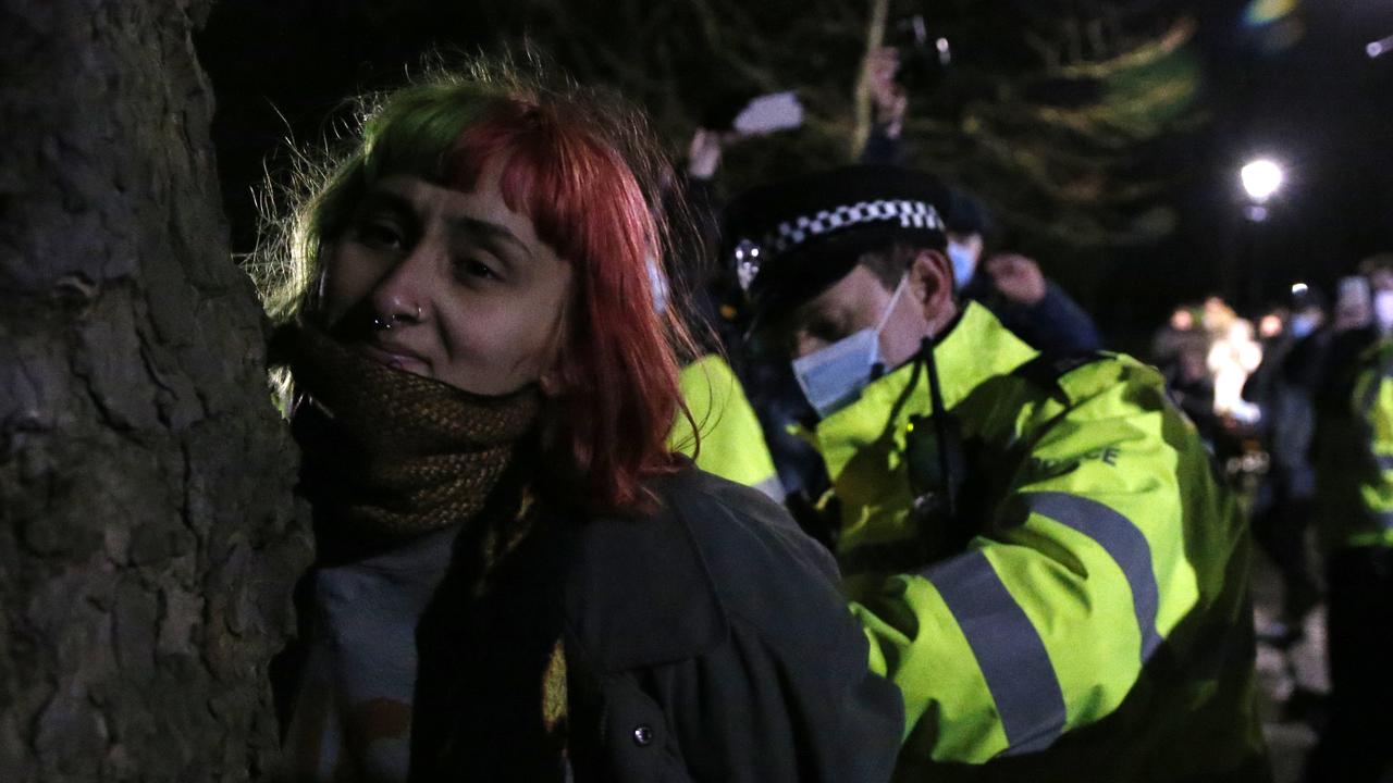A second woman is arrested during the gathering. Picture: Hollie Adams/Getty Images
