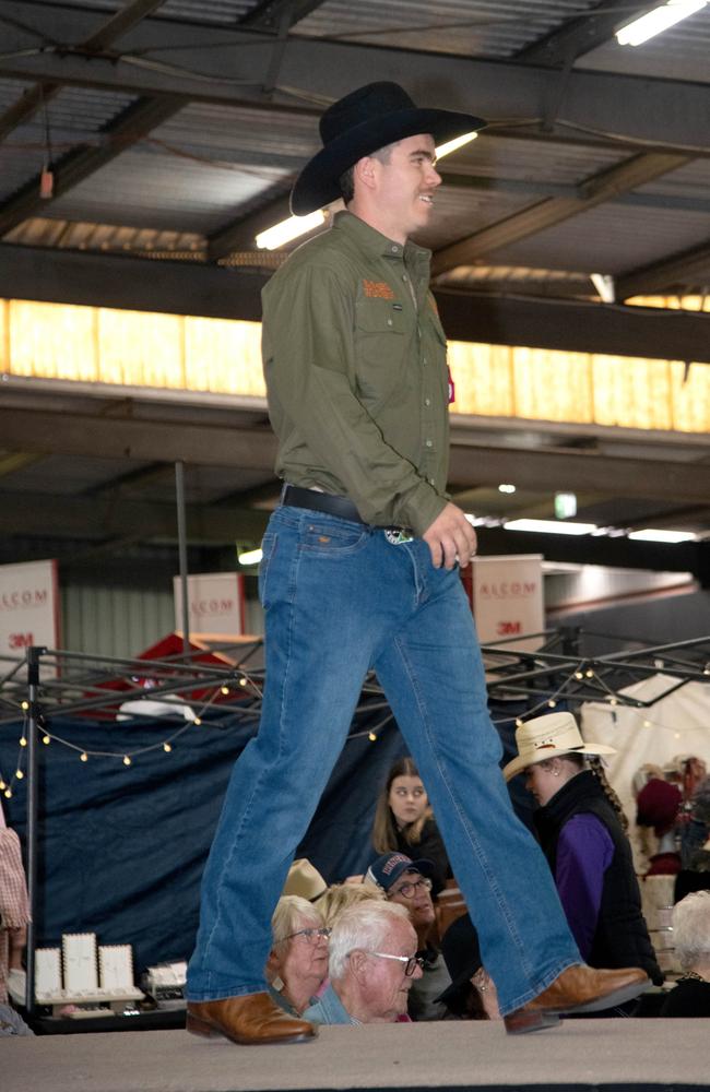 Tyson Stevens on the catwalk for the Ringers Western Toowoomba fashion parade. Heritage Bank Toowoomba Royal Show. Saturday April 20th, 2024 Picture: Bev Lacey