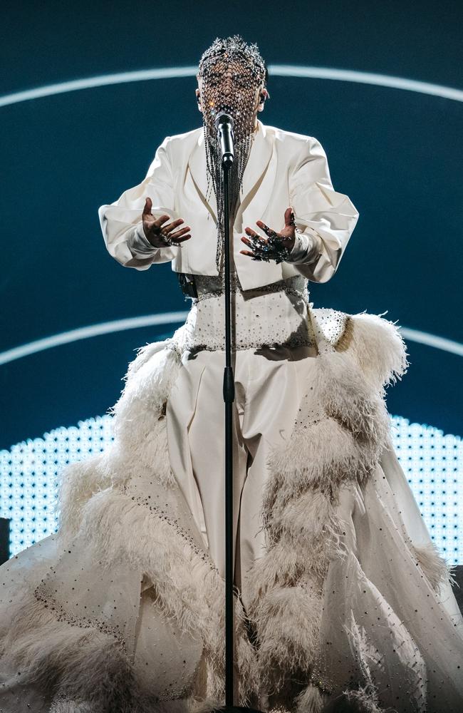 Eurovision contestant Sheldon Riley in rehearsals in Turin. Picture: Supplied