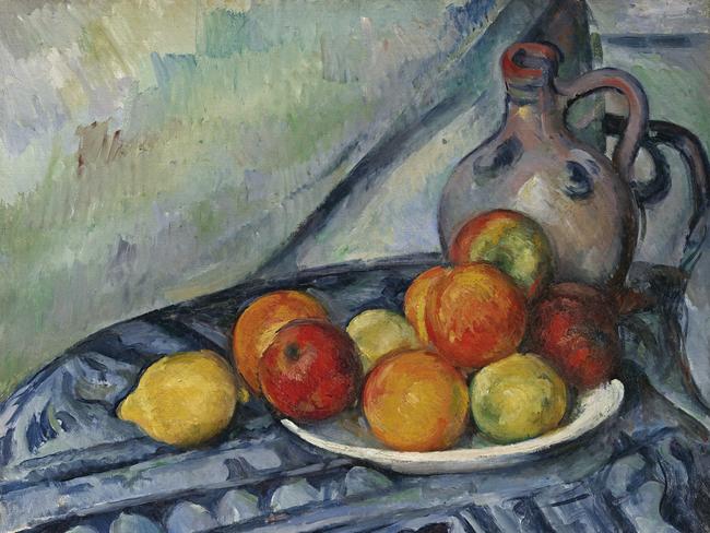 Fruit and a Jug on a Table, by Paul Cezanne.