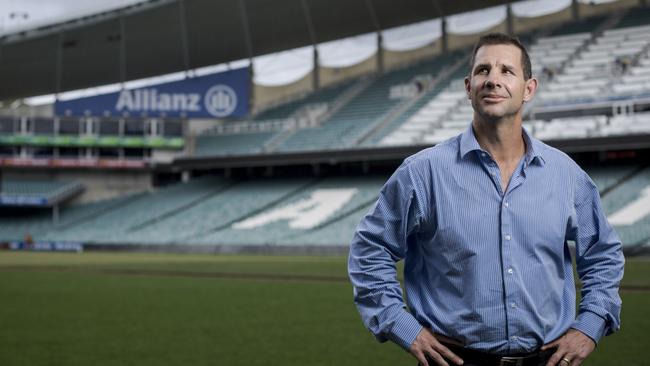 Mark Coyne on the patch of SFS turf where he scored the greatest try in Origin history. Picture: Michael Amendolia